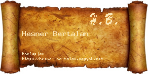 Hesner Bertalan névjegykártya
